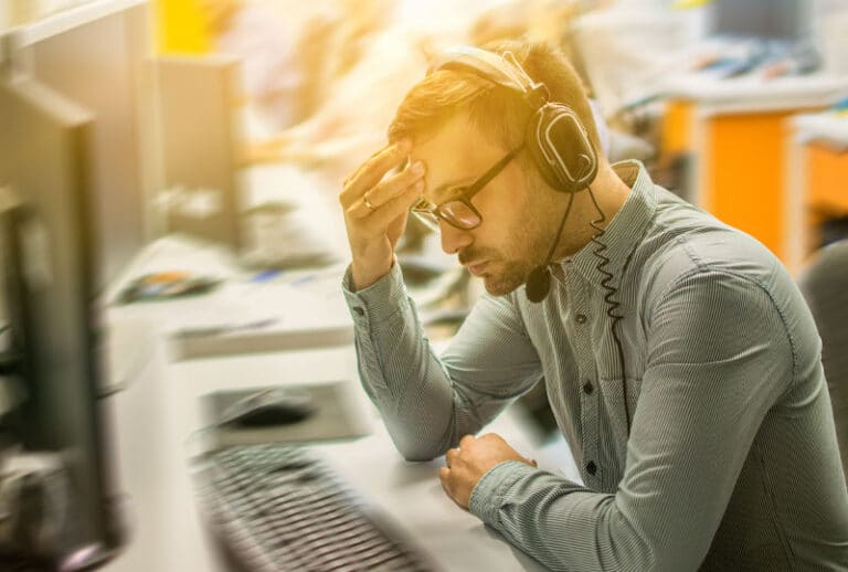 man talking on a headset