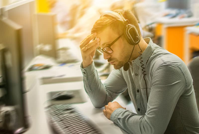 man talking on a headset